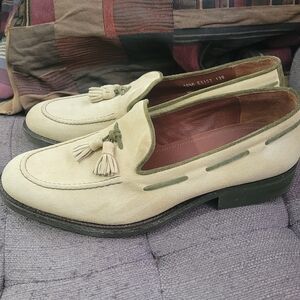 Donald J. Pliner Cream and Green Tassel Loafers